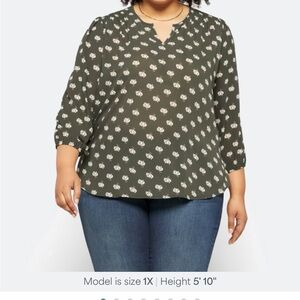 Women's Olive Floral Blouse